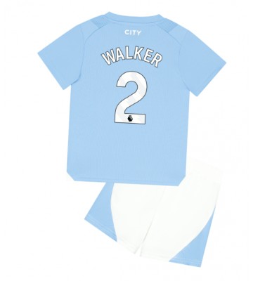 Manchester City Kyle Walker #2 Primera Equipación Niños 2023-24 Manga Corta (+ Pantalones cortos)